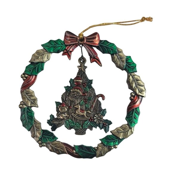 Russ Heirloom Collection Christmas Ornament Wreath Tree Presents Metal Vintage - Picture 2 of 7